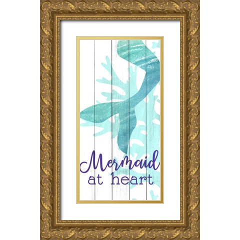 Mermaid Heart 1 Gold Ornate Wood Framed Art Print with Double Matting by Allen, Kimberly
