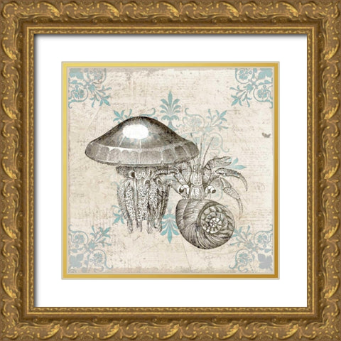 Sea Life B Gold Ornate Wood Framed Art Print with Double Matting by Allen, Kimberly