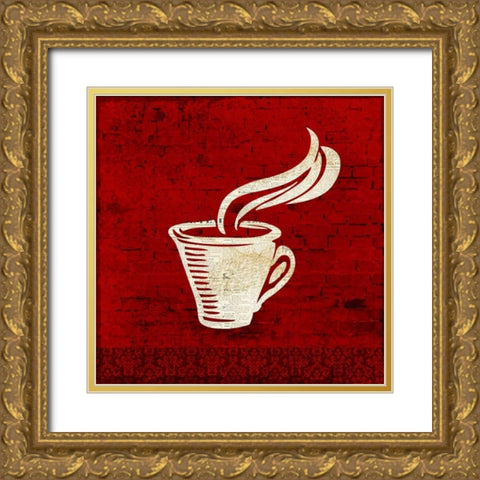 Red Coffee 3 Gold Ornate Wood Framed Art Print with Double Matting by Allen, Kimberly