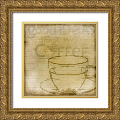 Coffee 1 Gold Ornate Wood Framed Art Print with Double Matting by Allen, Kimberly