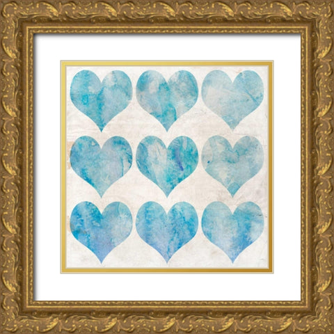 Watercolor Hearts 1 Gold Ornate Wood Framed Art Print with Double Matting by Allen, Kimberly