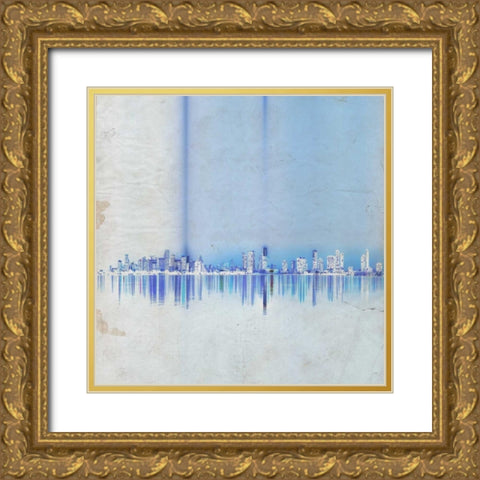 Miami in Blue Gold Ornate Wood Framed Art Print with Double Matting by Allen, Kimberly
