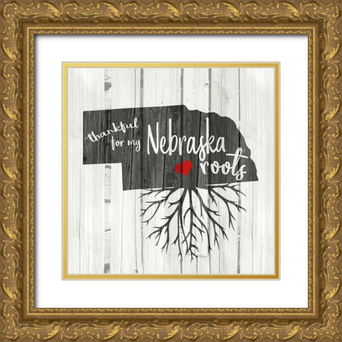 Nebraska Roots Gold Ornate Wood Framed Art Print with Double Matting by Kimberly, Allen