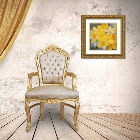 Sunshine Blooms Gold Ornate Wood Framed Art Print with Double Matting by Kimberly, Allen