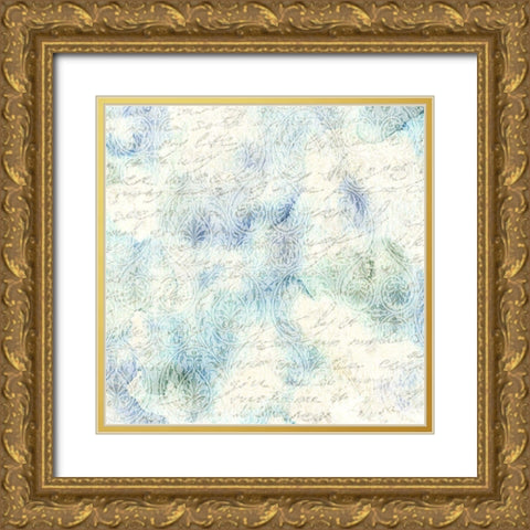 Watercolor Floral Pattern Gold Ornate Wood Framed Art Print with Double Matting by Kimberly, Allen