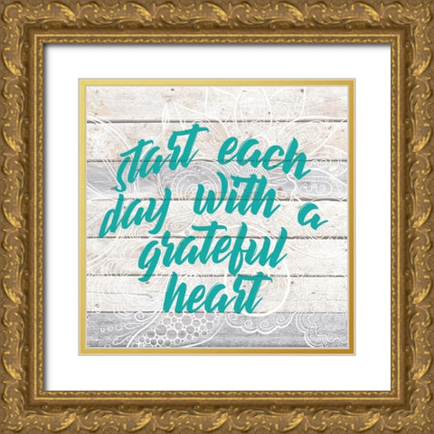 Grateful Heart Gold Ornate Wood Framed Art Print with Double Matting by Kimberly, Allen