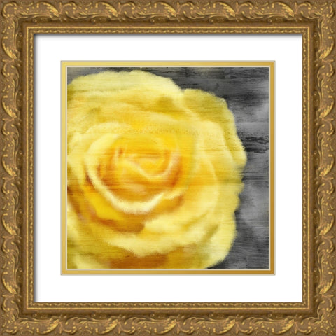 Yellow Rose Gold Ornate Wood Framed Art Print with Double Matting by Kimberly, Allen