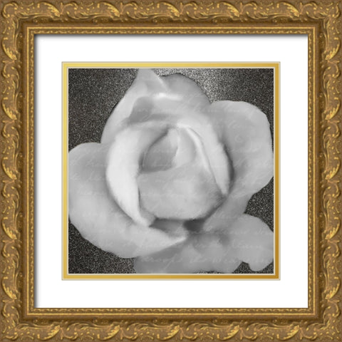 Grey Rose 1 Gold Ornate Wood Framed Art Print with Double Matting by Kimberly, Allen