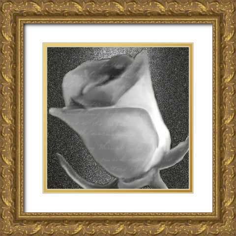 Grey Rose 2 Gold Ornate Wood Framed Art Print with Double Matting by Kimberly, Allen