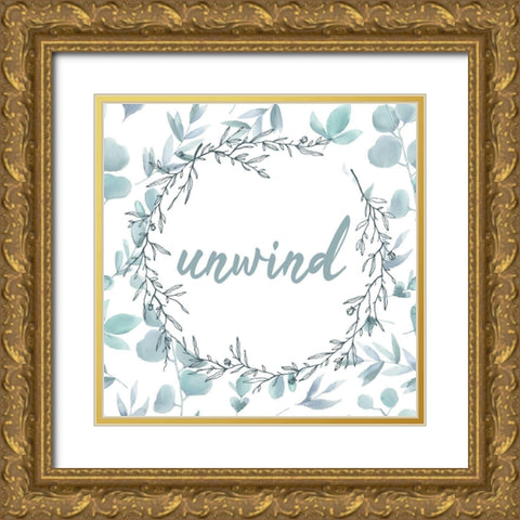 Blue Bath 3 Gold Ornate Wood Framed Art Print with Double Matting by Kimberly, Allen