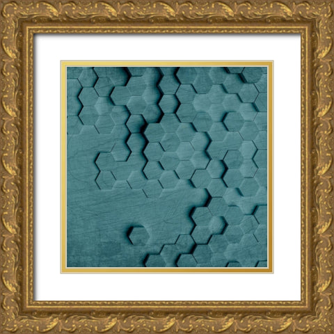 Geo Grid 4 Gold Ornate Wood Framed Art Print with Double Matting by Kimberly, Allen
