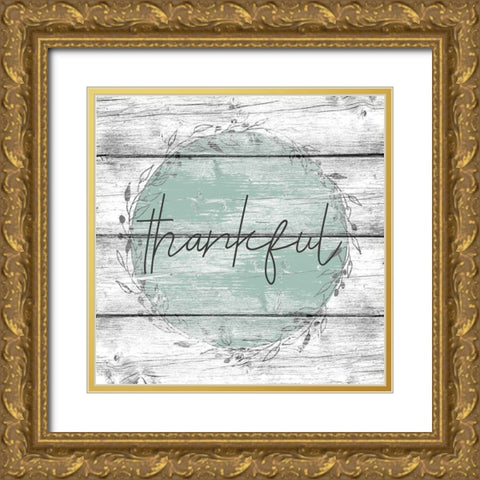 Thankful Gold Ornate Wood Framed Art Print with Double Matting by Kimberly, Allen