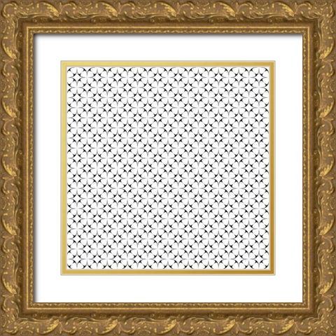 Black and White Pattern 1 Gold Ornate Wood Framed Art Print with Double Matting by Kimberly, Allen
