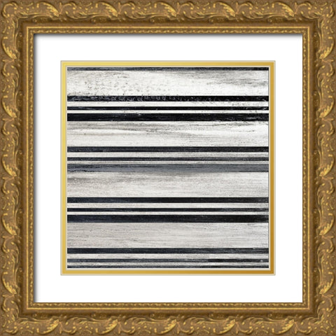 Black and White Pattern 3 Gold Ornate Wood Framed Art Print with Double Matting by Kimberly, Allen