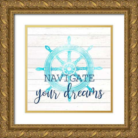 Coastal Life 4 Gold Ornate Wood Framed Art Print with Double Matting by Kimberly, Allen