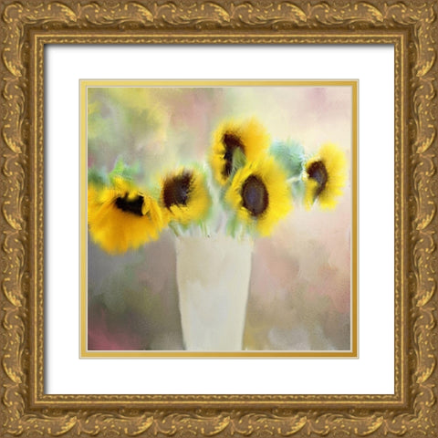 Sunny Bouquet Gold Ornate Wood Framed Art Print with Double Matting by Kimberly, Allen