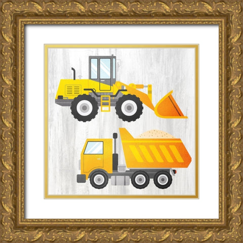Tractor and Trucks 1 v2 Gold Ornate Wood Framed Art Print with Double Matting by Kimberly, Allen
