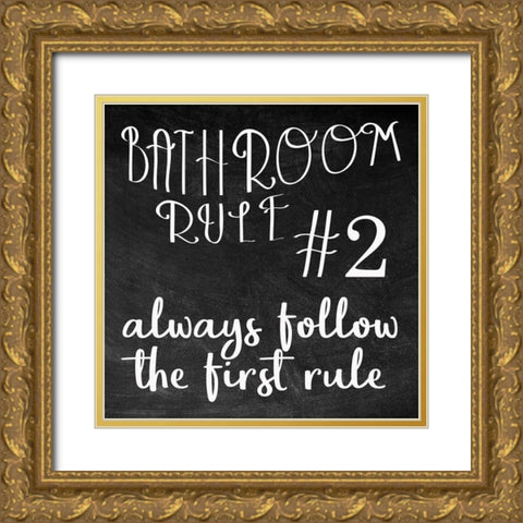 Bath Rules 3 Gold Ornate Wood Framed Art Print with Double Matting by Kimberly, Allen