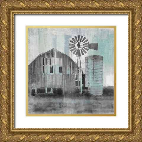 At the Barn Gold Ornate Wood Framed Art Print with Double Matting by Kimberly, Allen