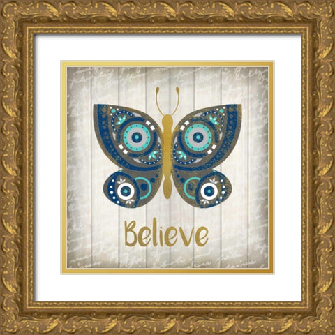 Indigo Native Believe Gold Ornate Wood Framed Art Print with Double Matting by Allen, Kimberly