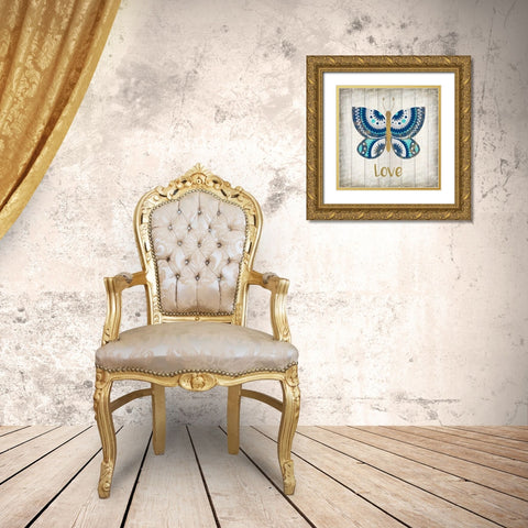 Indigo Native Love Gold Ornate Wood Framed Art Print with Double Matting by Allen, Kimberly
