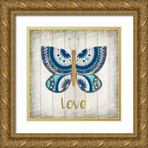 Indigo Native Love Gold Ornate Wood Framed Art Print with Double Matting by Allen, Kimberly