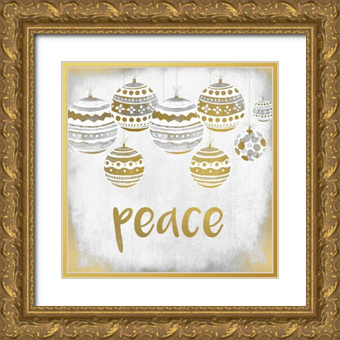 Peace Christmas Gold Ornate Wood Framed Art Print with Double Matting by Allen, Kimberly