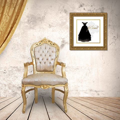 Paris Couture 1 Gold Ornate Wood Framed Art Print with Double Matting by Kimberly, Allen