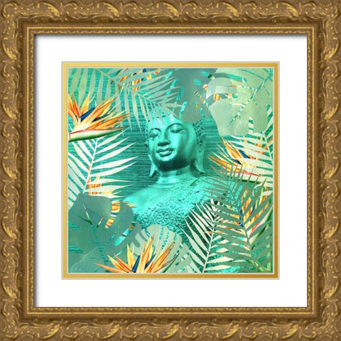 Buddha Palms Gold Ornate Wood Framed Art Print with Double Matting by Kimberly, Allen