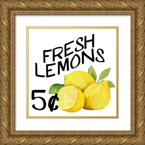 Fresh Lemons 1 Gold Ornate Wood Framed Art Print with Double Matting by Kimberly, Allen
