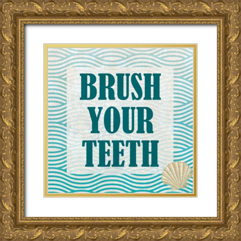 Bath Rules 1 Gold Ornate Wood Framed Art Print with Double Matting by Allen, Kimberly