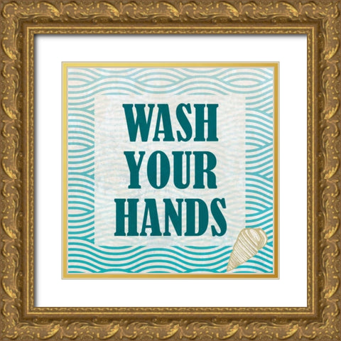 Bath Rules 3 Gold Ornate Wood Framed Art Print with Double Matting by Allen, Kimberly