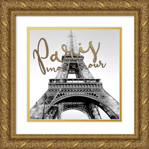 Paris Mon Amour 2 Gold Ornate Wood Framed Art Print with Double Matting by Kimberly, Allen