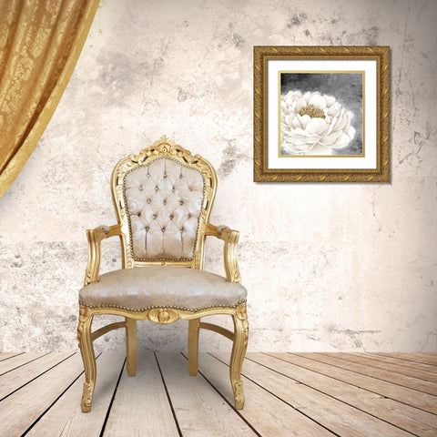 White Peony Gold Ornate Wood Framed Art Print with Double Matting by Allen, Kimberly