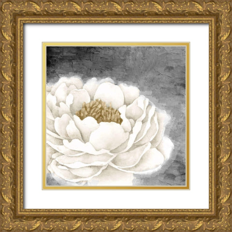 White Peony Gold Ornate Wood Framed Art Print with Double Matting by Allen, Kimberly