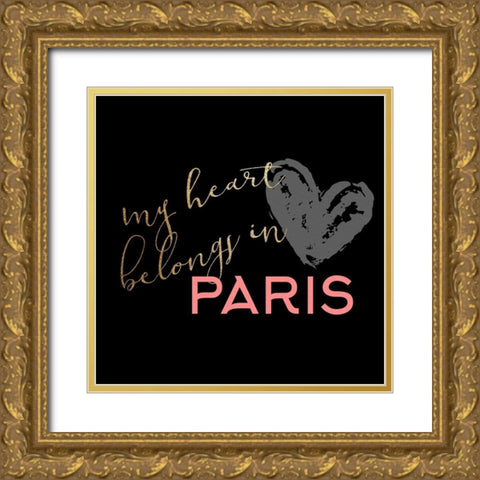 Paris Heart 3 Gold Ornate Wood Framed Art Print with Double Matting by Allen, Kimberly
