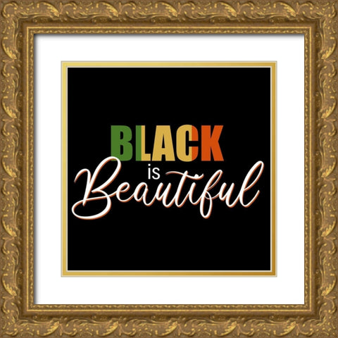 Black is Beautiful Gold Ornate Wood Framed Art Print with Double Matting by Allen, Kimberly