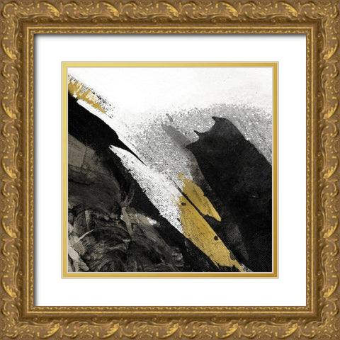 Black Strokes Gold Ornate Wood Framed Art Print with Double Matting by Allen, Kimberly