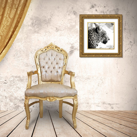 Leopard Gaze Gold Ornate Wood Framed Art Print with Double Matting by Allen, Kimberly