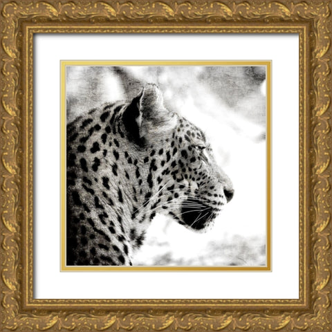 Leopard Gaze Gold Ornate Wood Framed Art Print with Double Matting by Allen, Kimberly