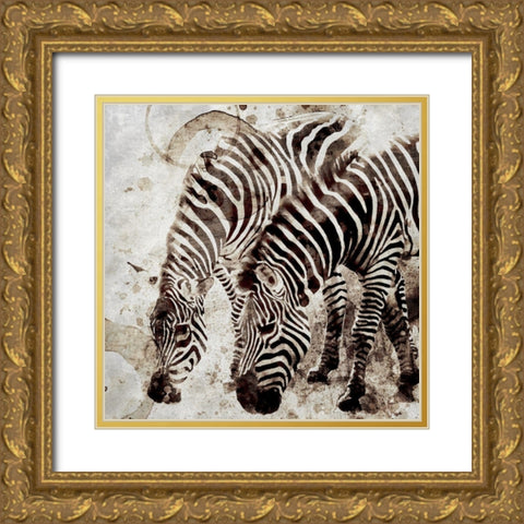 Zebras Gold Ornate Wood Framed Art Print with Double Matting by Allen, Kimberly