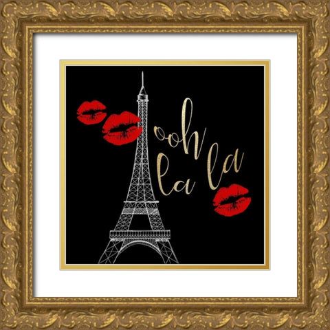 Paris Red 1 Gold Ornate Wood Framed Art Print with Double Matting by Allen, Kimberly