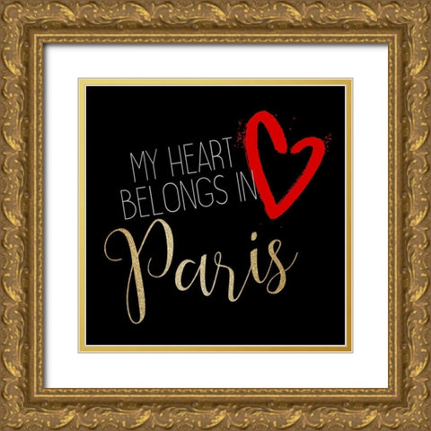 Paris Red 2 Gold Ornate Wood Framed Art Print with Double Matting by Allen, Kimberly