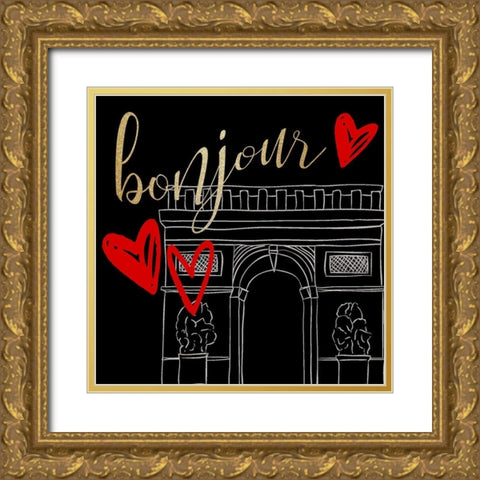 Paris Red 3 Gold Ornate Wood Framed Art Print with Double Matting by Allen, Kimberly