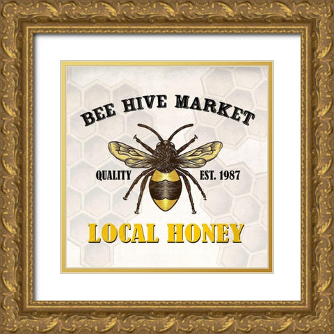 Bee Hive Market Gold Ornate Wood Framed Art Print with Double Matting by Allen, Kimberly
