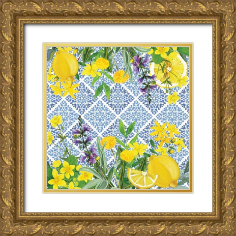 Lemon Tile 3 Gold Ornate Wood Framed Art Print with Double Matting by Allen, Kimberly