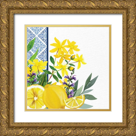 Lemon Tile 2 Gold Ornate Wood Framed Art Print with Double Matting by Allen, Kimberly