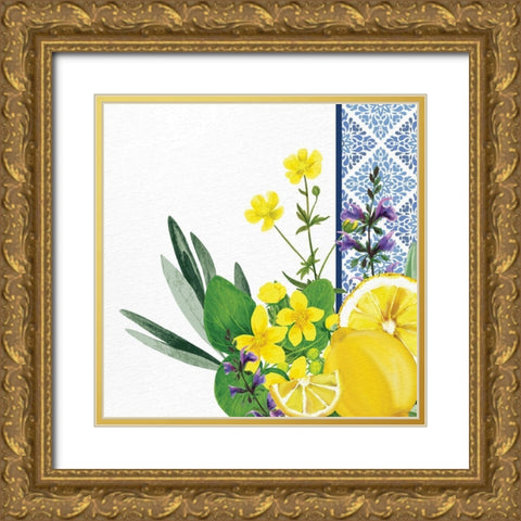 Lemon Tile 4 Gold Ornate Wood Framed Art Print with Double Matting by Allen, Kimberly