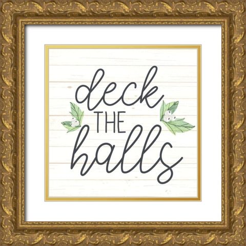 Deck the Halls Gold Ornate Wood Framed Art Print with Double Matting by Allen, Kimberly