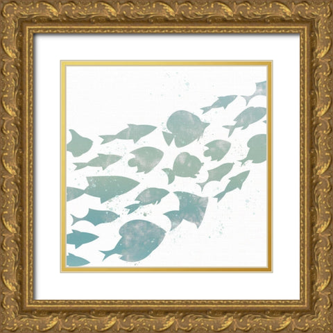 Swimming 1 Gold Ornate Wood Framed Art Print with Double Matting by Allen, Kimberly